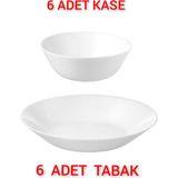 6 Adet Kase Çap 15 cm 6 Adet Yemek Tabağı Çap 20 cm İkea Yemek Takımı Seti Temperli Cam