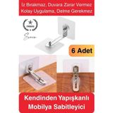 6 Adet Kendinden Yapışkanlı Mobilya Sabitleme Seti Delme Gerekmez Dolap Raf Tutucu Deprem Güvenliği