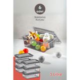 6 Adet Kilitli Saklama Kutusu Dolap Içi Düzenleyici Organizer Saklama Kabı 3 Lt Gri - Füme - Gri