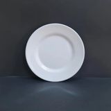 6 Adet Kırılmaz Melamin Çizgi Tatlı & Yemek Servis Tabağı 25 cm - Beyaz