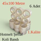 6 Adet - Liebherrman - 45x100 Metre Hotmelt 1. Kalite Şeffaf Koli Bandı -Aynı Gün Kargo ELMG000