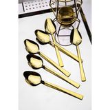 6 Adet Lüks Parlak Gold Tatlı Kaşığı Seti 18/10 304 Paslanmaz Çelik