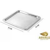 6 Adet Lüx Kare Paslanmaz Çelik Sunum Tepsini 21X21cm Kahve Servis Sunum Tepsisi & Tabağı (Gümüş)