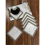 6 Adet Mackenzie Desenli Gold Nakışlı Kokteyl Sunum Peçetesi - 15 x 15 - Altın