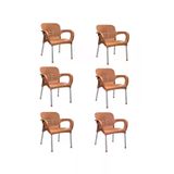 6 Adet Metal Ayaklı Plastik Sandalye Koltuk 6'Lı Set