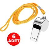 6 Adet Metal Ipli Düdük Deprem Düdüğü Hakem Düdüğü - Gri