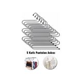 6 Adet Metal Pantolon Eşarp Askısı 5 Katlı 6 Adet Askı