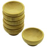 6 Adet Mini Ahşap Bambu Lokumluk - Çerezlik Kase Derinlik: 1.5cm - Çap: 6.2cm (5047)