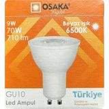 (6 Adet) Osaka 9W (70W) Beyaz Işık (6500K) Gu10 Duylu Led Çanak Ampul