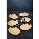 6 Adet Oval Dalgalı Sade Kahve Ve Sunum Tepsisi 20 Cm X 25 Cm