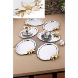 6 Adet Oval Papatya Kahve-çay Servis Ve Sunum Tepsisi 25x20 Cm