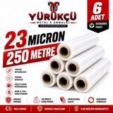 6 Adet Palet Streç Film 23 Mikron 250 Metre x 50 cm