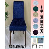 6 Adet Parlak Kadife Kumaş Sandalye Kılıfı Yıkanabilir Likralı Esnek Lastikli, Sandalye Örtü - 55 x 120 cm - Parlement Mavisi - Gece Mavisi