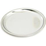 6 Adet Paslanmaz Çelik Diplomat Tabak 430 Kalite Tatlı & Pasta Servis Tabağı 25.5 cm - Gümüş