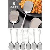 6 Adet Paslanmaz Çelik Lüx Servis Salata Kaşığı Spatula Seti - Seçenek 1