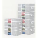 6 Adet Pencereli Yastık Saklama Hurcu - Mega Boy Yorgan Hurç Organizer Düzenleyici - 75 X 40 X 40 Cm (Gri - Beyaz)