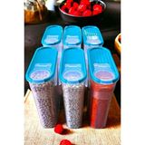 6 Adet Plastik 4 Litre Kapaklı Erzak Saklama Kabı Kutusu Takımı Mavi - 4 lt