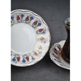6 Adet Porselen Çay Tabağı Ebruli Lale Çini Motifli Çay Tabak 10 cm