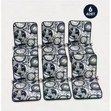 6 Adet Rattan Arkalıklı Sandalye Minderi (Kalınlık 4cm)-Saat Desen Lacivert