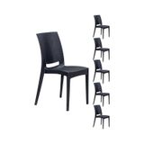 6 Adet Rattan Kolsuz Antrasit Sandalye Balkon Bahçe Teras Antrasit