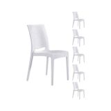 6 Adet Rattan Kolsuz Beyaz Sandalye Balkon Bahçe Teras Beyaz