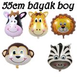 6 Adet Safari Konsepti Doğum Günü Hayvan Folyo Balon Seti