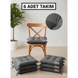 6 Adet Sandalye Minderi, Bağcıklı, 40X40 Ebatında