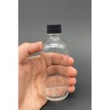 6 Adet Şeffaf Cam Shot Şişesi Sızdırmaz Siyah Plastik Kapaklı Kolonya Koku Süs Çok Amaçlı Şişe 100ML