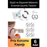 6 Adet Sert Plastik Dayanıklı Bebek Çocuk Priz Koruma Güvenlik Koruyucu Aparat Emniyet Kapağı Beyaz