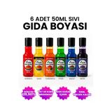 6 Adet Sıvı Gıda Boyası 50Ml