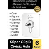 6 Adet Süper Güçlü Kendinden Yapışkanlı Tutunabilen Çok Amaçlı Çerçeve Tablo Banyo Duş Mutfak Askı