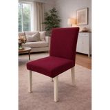 (6 Adet) Tuğla Desen Likrali Kumaş Sandalye Örtüsü, Lastikli, Esnekli ,kaliteli Sandalye Kılıfı - 38 x 55 cm - Bordo