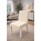 (6 Adet) Tuğla Desen Likrali Kumaş Sandalye Örtüsü, Lastikli, Esnekli ,kaliteli Sandalye Kılıfı - 38 x 55 cm - Krem