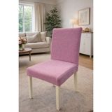 (6 Adet) Tuğla Desen Likrali Kumaş Sandalye Örtüsü, Lastikli, Esnekli ,kaliteli Sandalye Kılıfı - 38 x 55 cm - Pembe