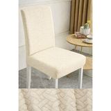(6 Adet) Tuğla Desen Likrali Kumaş Sandalye Örtüsü, Lastikli, Esnekli ,kaliteli Sandalye Kılıfı - 40 x 55 cm - Krem