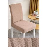 (6 Adet) Tuğla Desen Likrali Kumaş Sandalye Örtüsü, Lastikli, Esnekli ,kaliteli Sandalye Kılıfı - 40 x 55 cm - Vizon