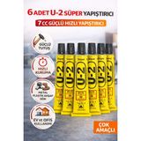 6 Adet U-2 Süper Yapıştırıcı 7 cc Güçlü Hızlı Yapıştırıcı Çok Amaçlı Metal Plastik Ahşap Deri Yapışt