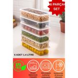6 Adet Vakumlu Sızdırmaz Saklama Kabı Seti 1400ML | Şeffaf | Buzdolabı Düzenleyici - 11 x 20 cm