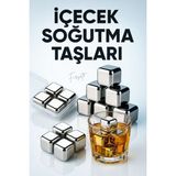 6 Adet Viski Soğutma Taşı Metal Viski Taşı Seti Paslanmaz Çelik Metal Buz Küpü Whiiskey Ice Stone - Gümüş