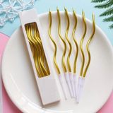 6 Adet Yüksek Kalite Spiral Gold Mum 15 cm Gold Pasta Mumu Parlak Gold Spiral Mum Doğum Günü Mumu