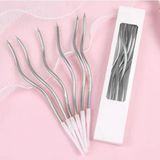 6 Adet Yüksek Kalite Spiral Gümüş Mum 15 cm Gümüş Pasta Mumu Parlak Gümüş Spiral Mum Doğum Günü Mumu