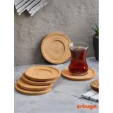 6 Adet Yuvarlak Bambu Çay Tabağı, Bardak Altlığı, Fincan Tabağı