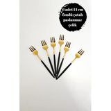6 Adetgold Siyah Mini Paslanmaz Çelik Fondü Çatalı 14 Cm Mini Boy
