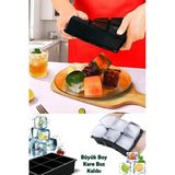 6 Bölmeli Büyük Boy Silikon Buz Kalıbı 6Lı Buzluk Kokteyl İçecek Buz Silikon