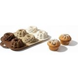 6 Bölmeli Silikon Muffin ve Mini Kek Kalıbı - 3 Farklı Estetik Geometrik Desen, Yapışmaz ve Es - Çok Renkli