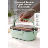 6 Bölmeli Taşınabilir Yemek Kabı Beslenme Kutusu Saklama Kabı - 02Y-Yeşil - Seçenek 1