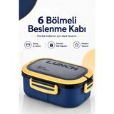 6 Bölmeli Taşınabilir Yemek Kabı Beslenme Kutusu Saklama Kabı - Acı Kahverengi - Seçenek 1