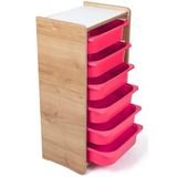 6 Çekmeceli Çocuk Oyuncak ve Aktivite Dolabı,Ceviz-Pembe 18mm MDF