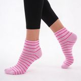 6 Çift Kadın Patik Çorap,Çizgi Desenli Pamuklu Terletmeyen-Nefes Alabilen Yumuşak Düz Sneaker Spor Çorabı (PEMBE)