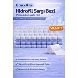 6 cm x 4 M Hidrofil Sargı Bezi Pamuklu Gazlı Bez Kısa Metraj Medikal Sarım Bezi 50 Adet